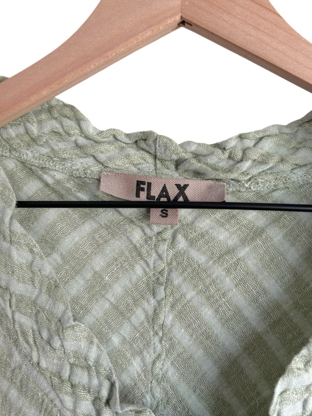 FLAX Green 100% Linen Stripe V Neck Sleeveless Top Womens S - Picture 3 of 6